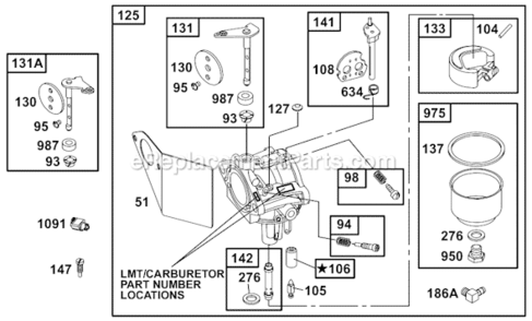 Page C Diagram and Parts List for 19A400  Briggs and Stratton Engine